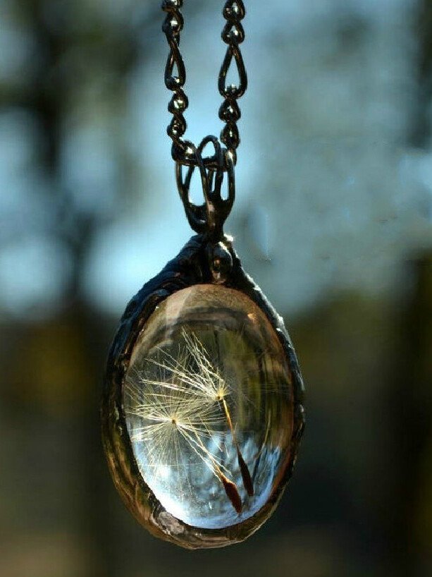 Women's Retro Dandelion Time Stone Necklace