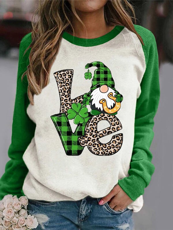 Women's  Dwarf love  St. Patrick's Day Shamrock Dwarf love Print T-Shirt