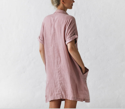 Casual Linen Pockets Mini Dress