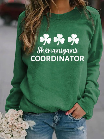 Sweat-shirt décontracté Shamrock du coordinateur des manigances pour femmes 