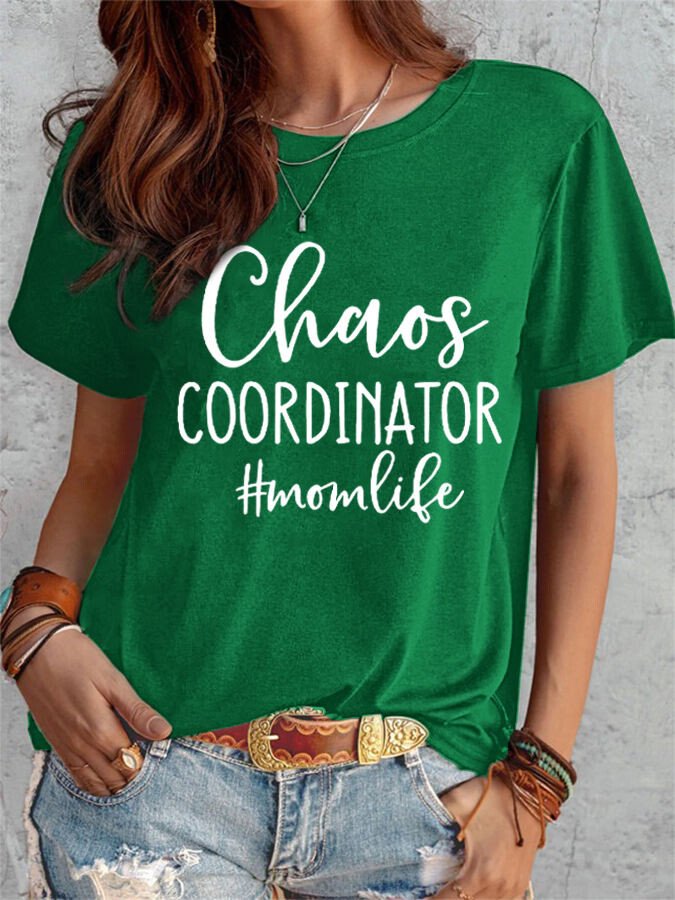 T-shirt décontracté à imprimé coordinateur du chaos pour femmes 