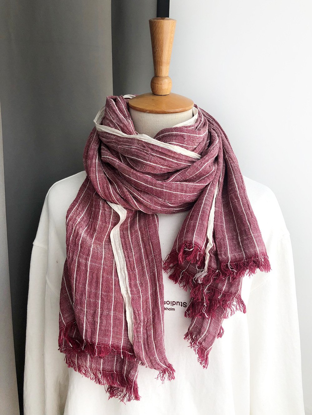 Casual Linen Stripe Scarf