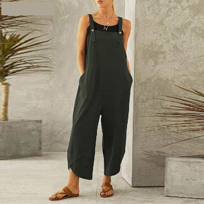 Strap Solid Color Long Jumpsuit