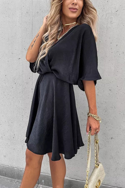 Tell You Something Batwing Sleeve Satin Dress