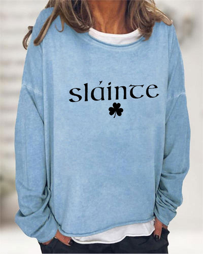 Sweat-shirt imprimé Slainte St. Patrick's Day pour femmes 