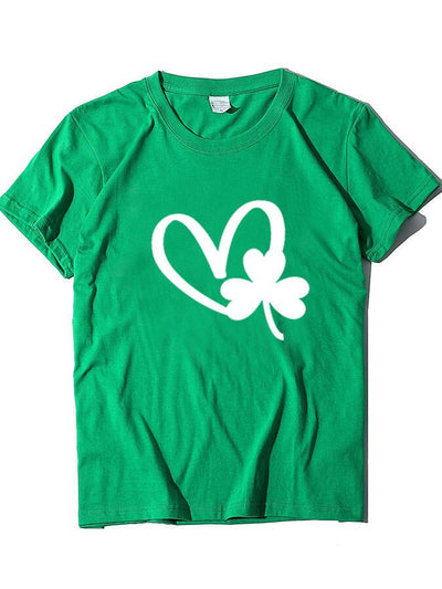 Damen T-Shirt mit Kleeblatt-Motiv, kurzärmelig, St. Patrick's Day 