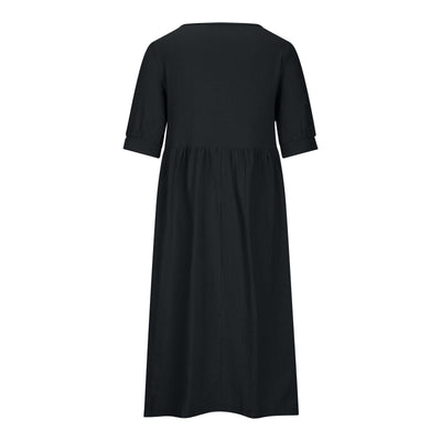 Casual Solid Color Loose Waist Midi Dress