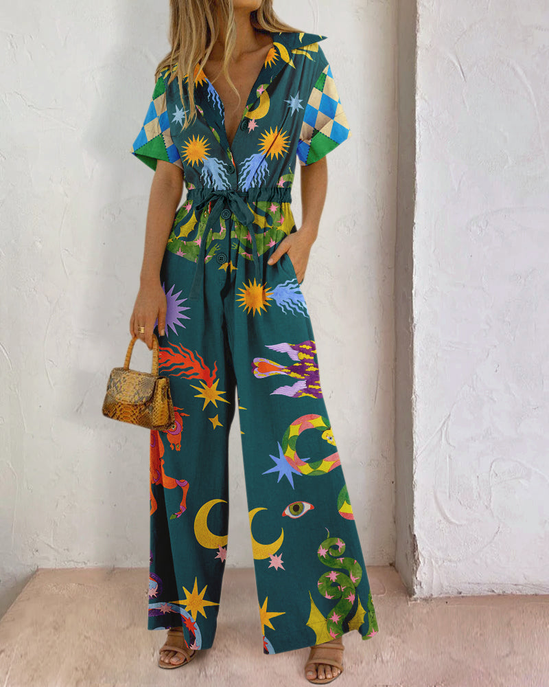Abstract Art Print Lounge Jumpsuit