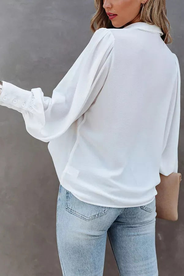 Take Note Button Down Loose Blouse