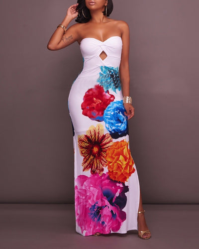 ROSÉ Off Should Printed Maxi Dress