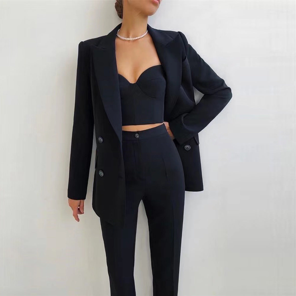 Ensemble 3 pièces blazer et pantalon duchesse classique 