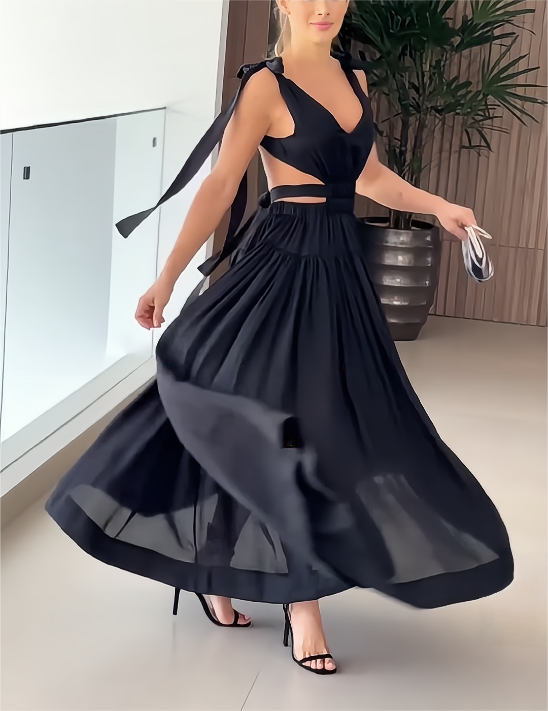 Elegante Chiffon-Maxikleider in Schwarz