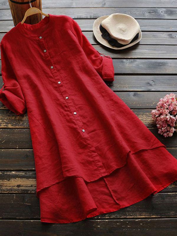 Casual Irregularity Hem Mini Shirt Dress