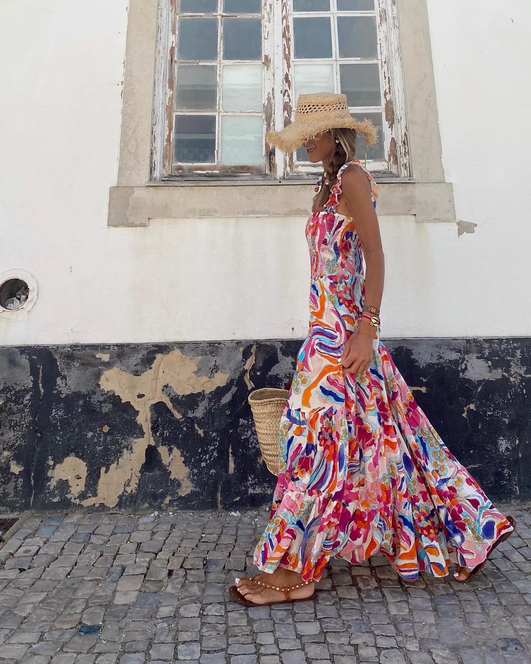 Abstract Bohemia Floral Printed Maxi Dress