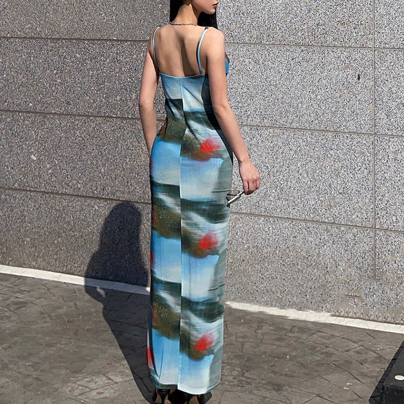 Chic Oil Painting Slip Dress