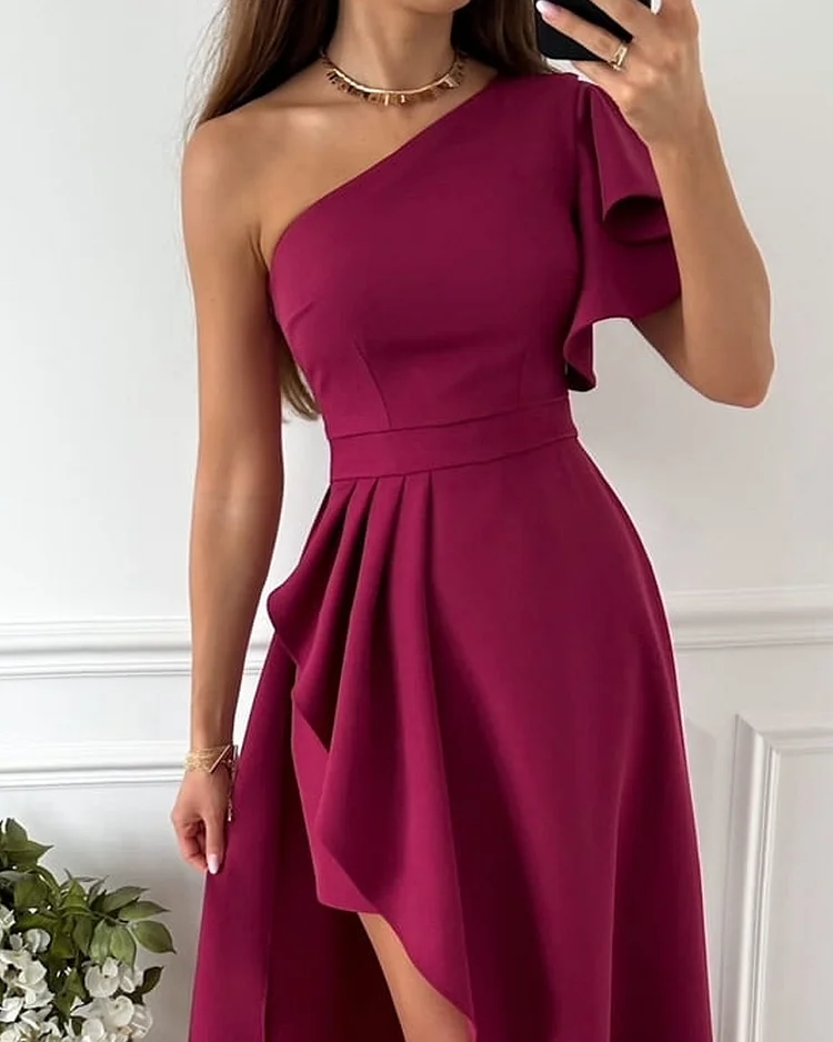 Robe décontractée de couleur unie, haute et basse