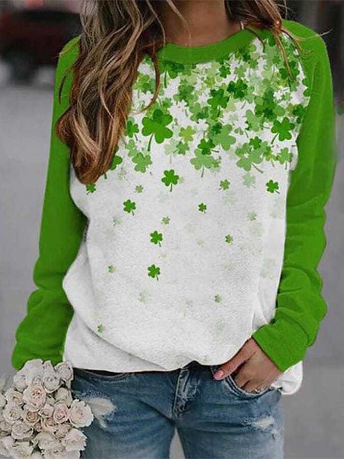 Damen Sweatshirt mit Kleeblatt-Motiv, St. Parker's Day 