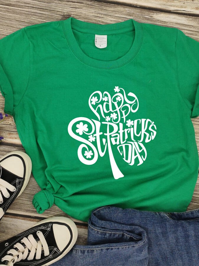 Damen T-Shirt mit Kleeblatt-Motiv zum St. Patrick's Day 