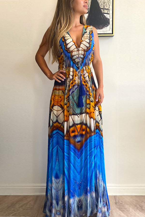 Plunge Neckline Maxi Dress