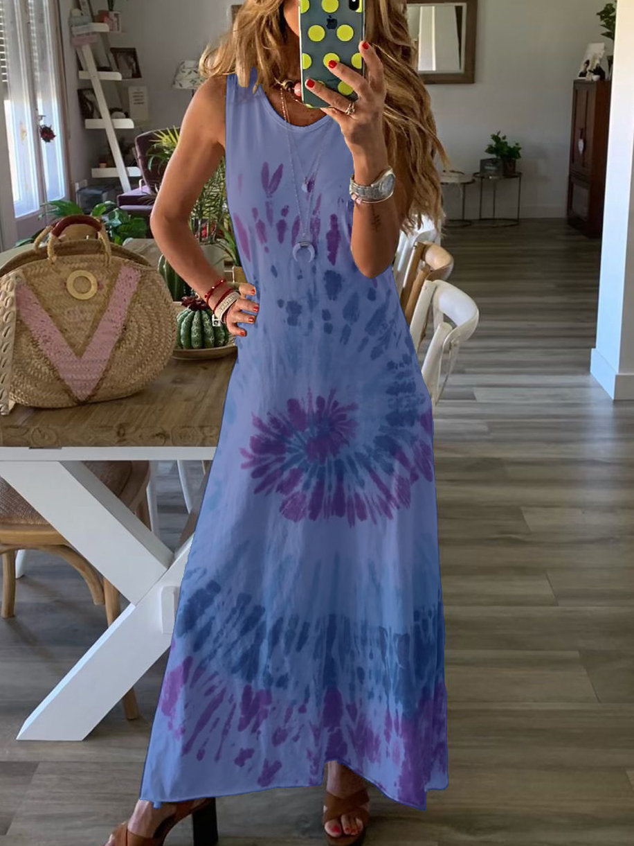 Robe de plage d'été imprimée tie-dye 