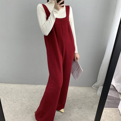 Autumn winter thickened wide leg knitted jumpsuit