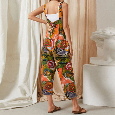 Loose Vintage Personality Print Plus Size Jumpsuit