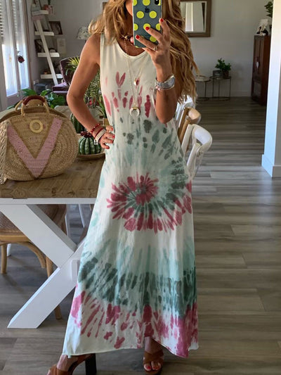 Robe de plage d'été imprimée tie-dye 