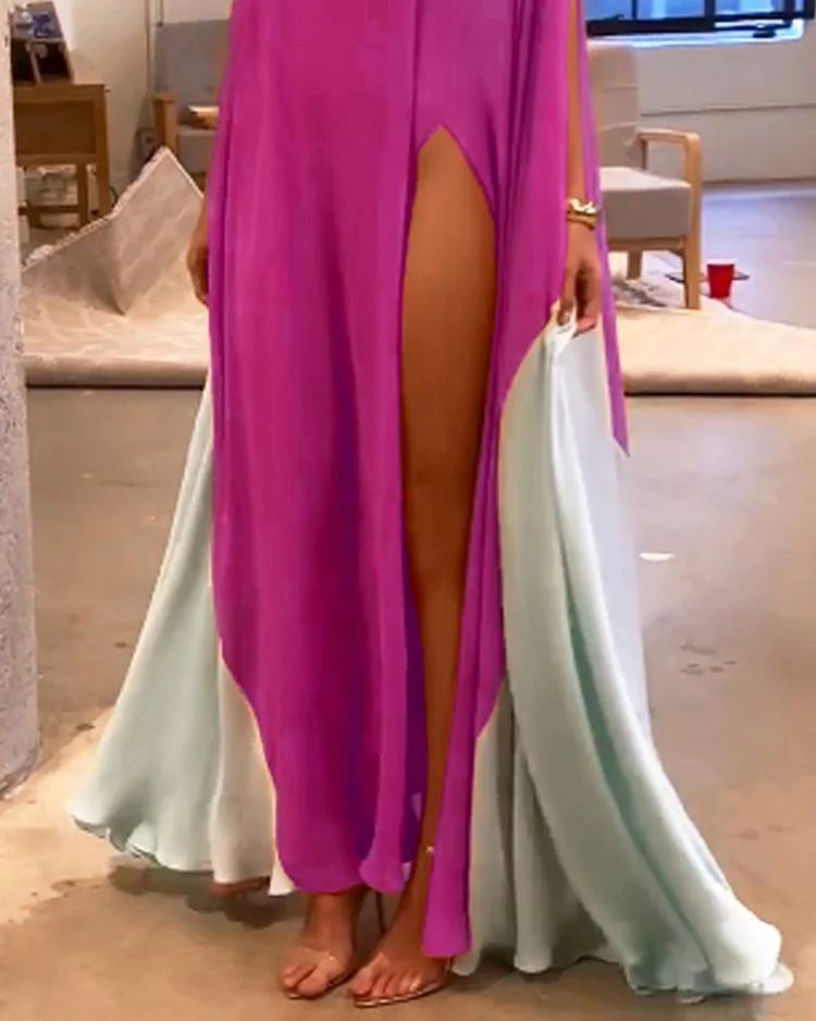 Robe à blocs de couleurs à la mode