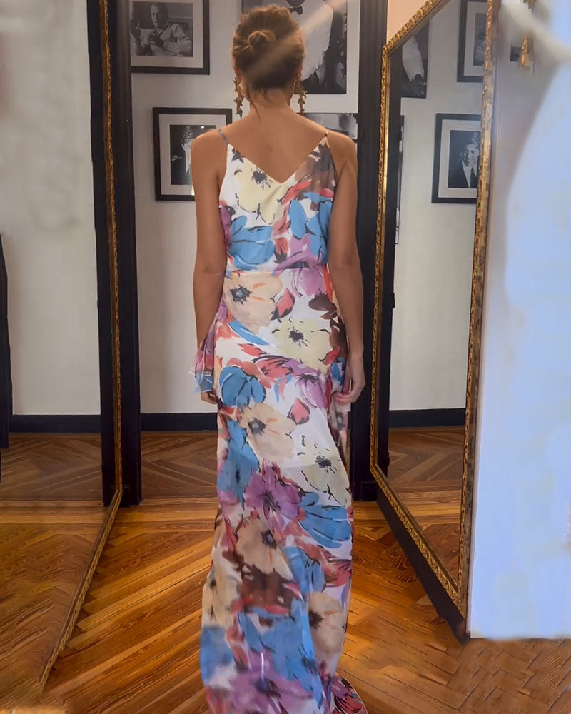 Elegant Floral Print Slip Dress