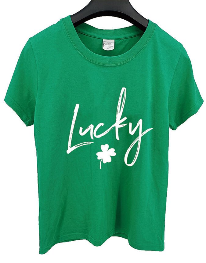 Damen St. Patrick's Day LUCKY Kurzarm T-Shirt 