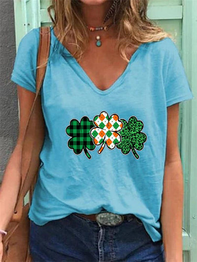 Women's St. Patrick's Day Shamrock V-Neck T-Shirt