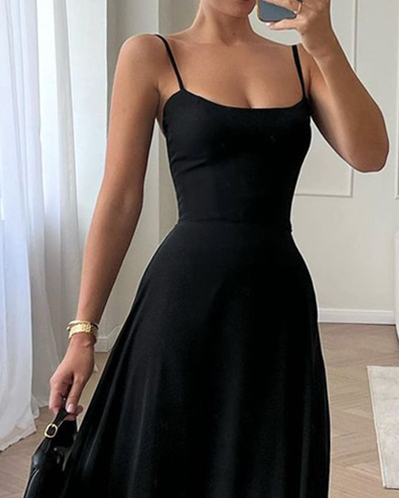 Elegant Solid Color Slip Dress