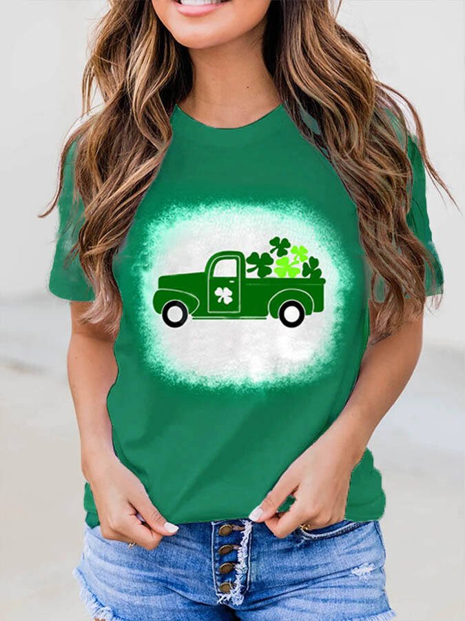 Women's St. Parker's Day Truck Shamrock T-Shirt