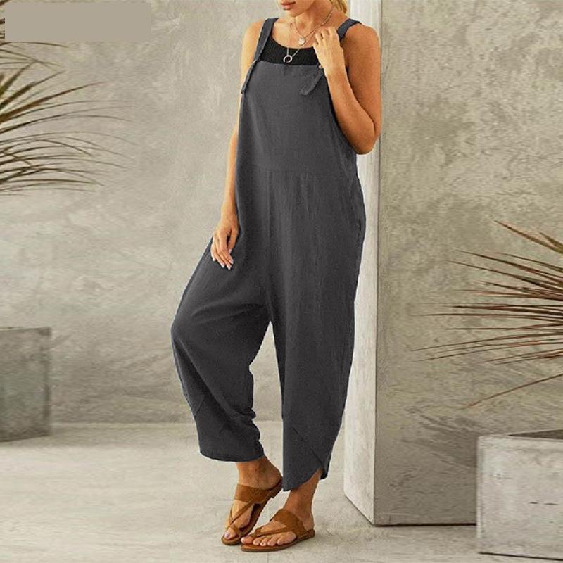 Strap Solid Color Long Jumpsuit