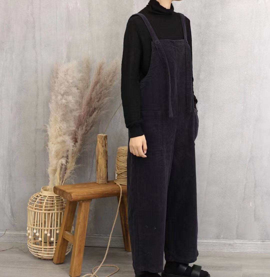 Literary retro corduroy jumpsuit