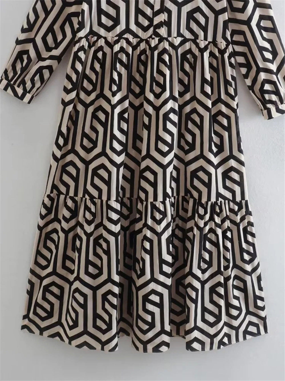 Robe midi imprimée à motif géométrique 