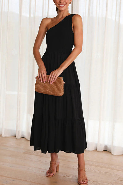 Off-Shoulder Sleeveless Layered Ruched Dress