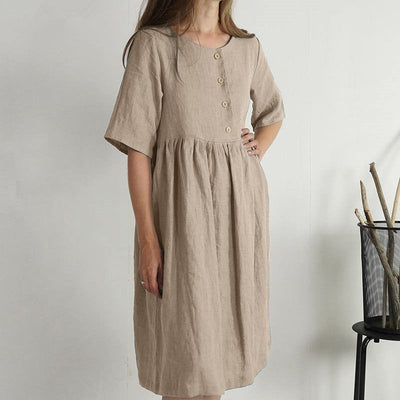 Robe ample à poches en coton et lin 