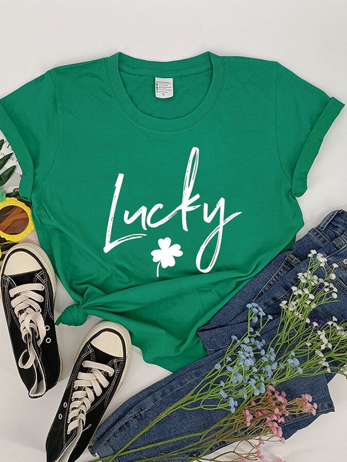 Damen St. Patrick's Day LUCKY Kurzarm T-Shirt 