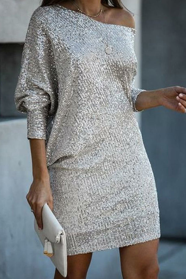 Sequin Long Sleeve Slim Pencil Skirt