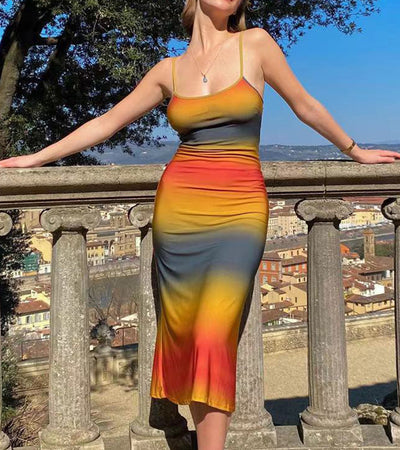 Sunset Printed Slip Dress