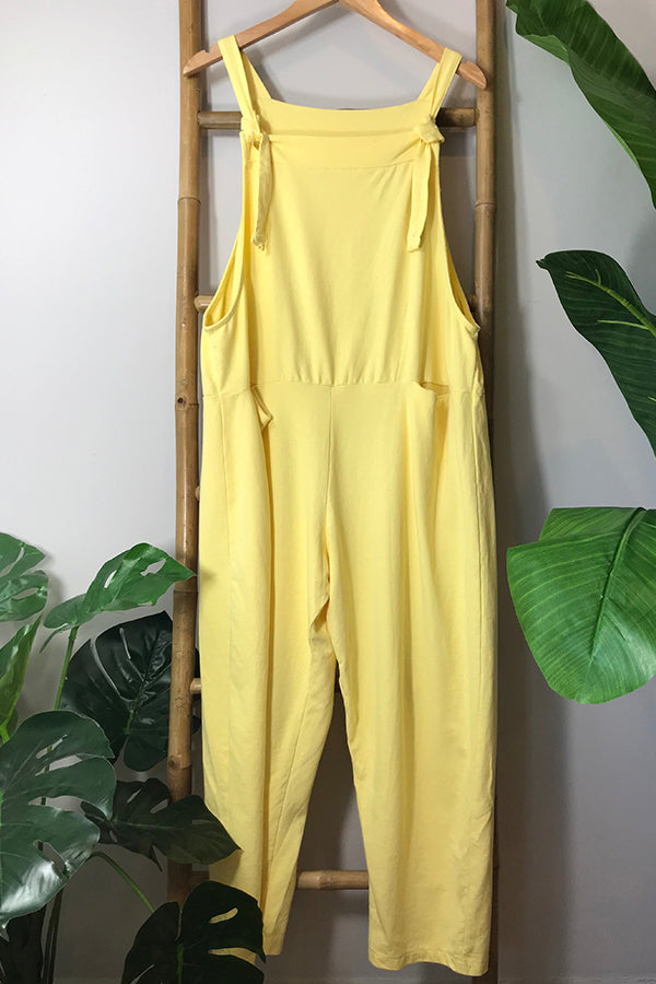 Stroke casual solid color jumpsuit
