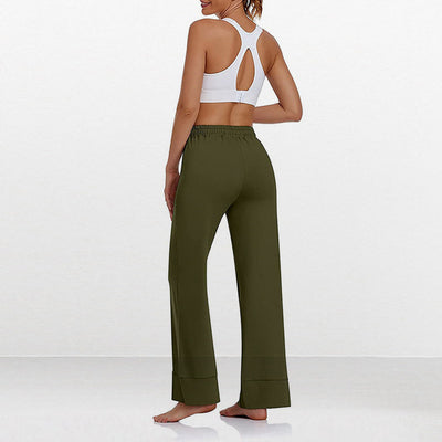 Pantalon de yoga, fitness, jogging, taille ample, jambes larges