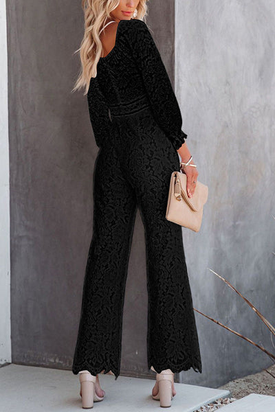 Lantern Sleeve Lace Jumpsuit