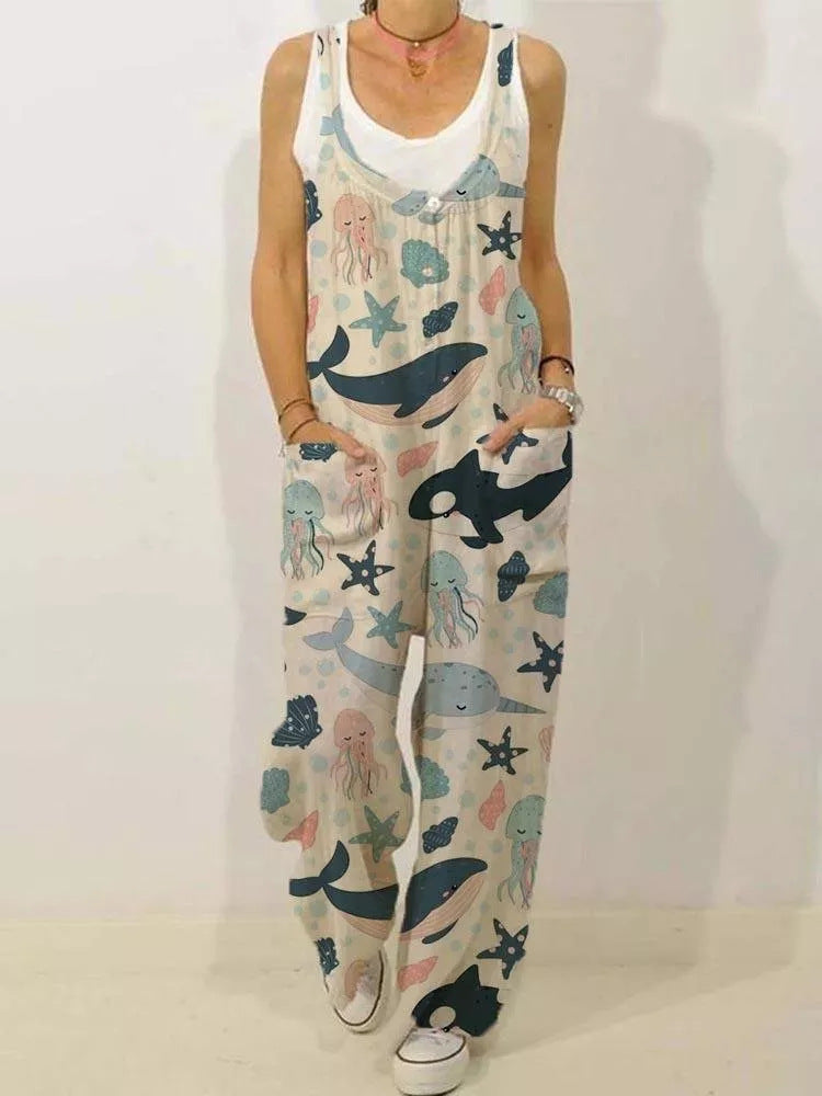 Süßer übergroßer Jumpsuit mit Animalprint 