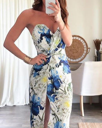 sleeveless printed dress