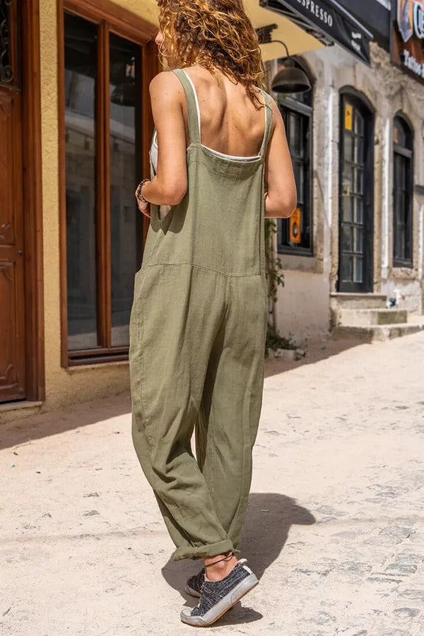 Somewhere Sunny Pocketed Overall Jumpsuit