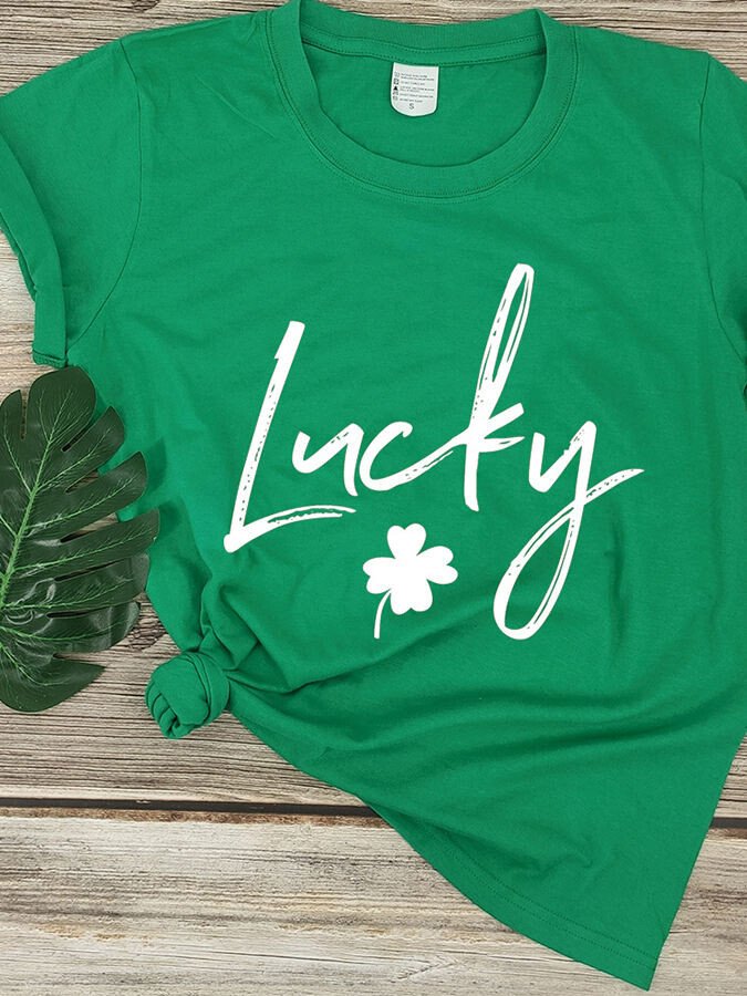 Damen St. Patrick's Day LUCKY Kurzarm T-Shirt 