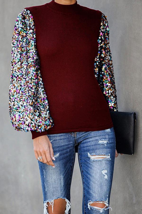 Disco Fever Sequin Sleeve Knit Top