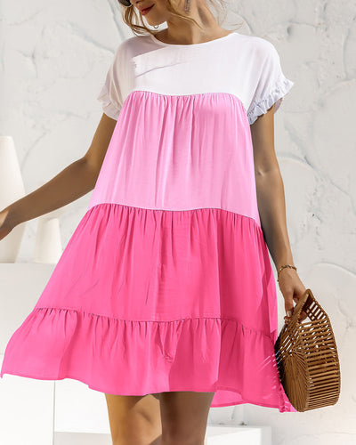 Colorblock Loose Cake Dress